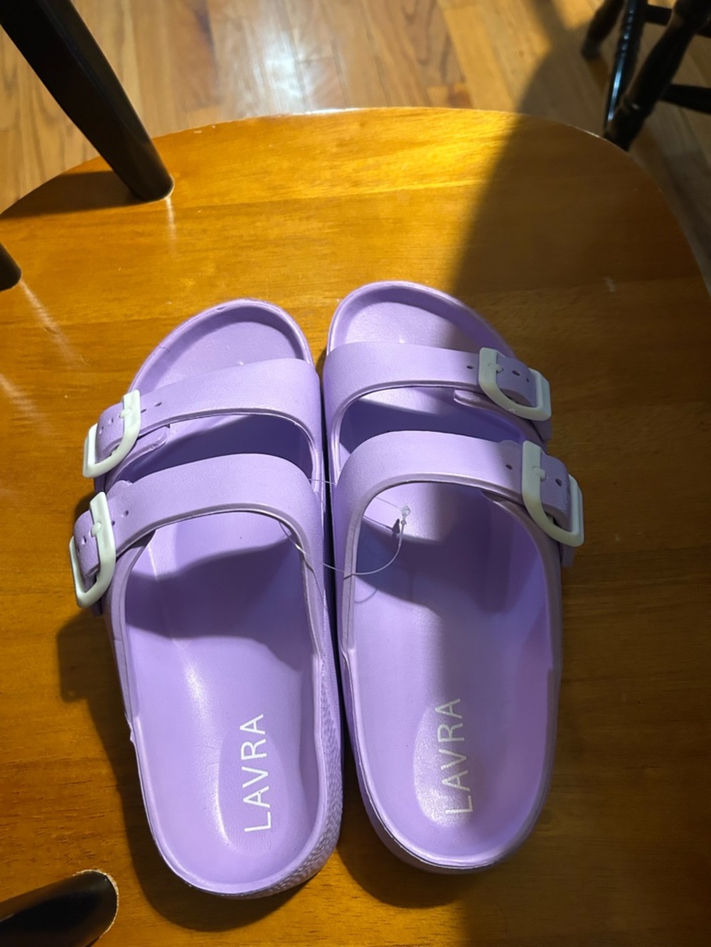 Lavra Women's Lavender Double-Buckle Slide Sandals